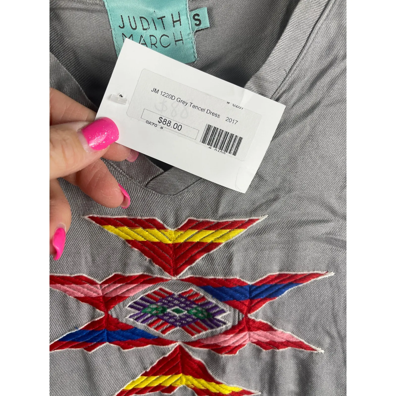 Judith March Boho Embroidered Frayed Hem Soft‎ Tunic Dress Size Small - Image 5