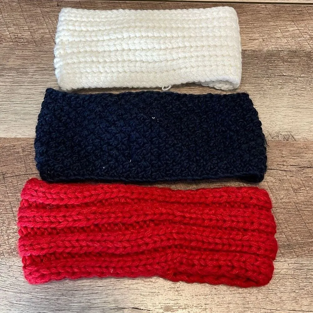 Gap Merona Abercrombie and Fitch Winter‎ Headbands Bundle Red Black Cream Knit - Image 5