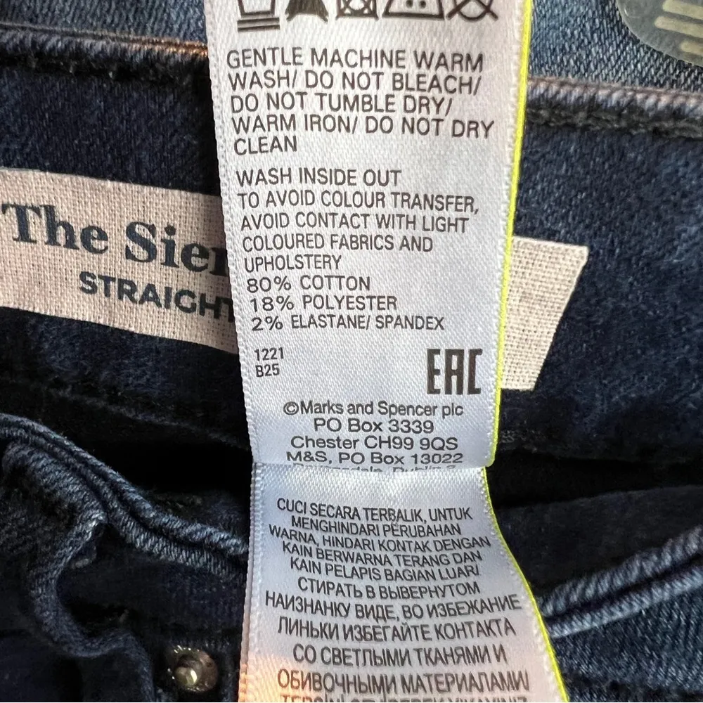 Marks & Spencer The Sienna Straight Size 10 Short Dark Blue Wash Jeans w… - Image 8