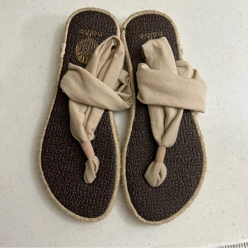 Nalho Yoga Espadrille Sandals Womens Ivory Stretchy Fabric Memory Foam Thong 8‎ - Image 12