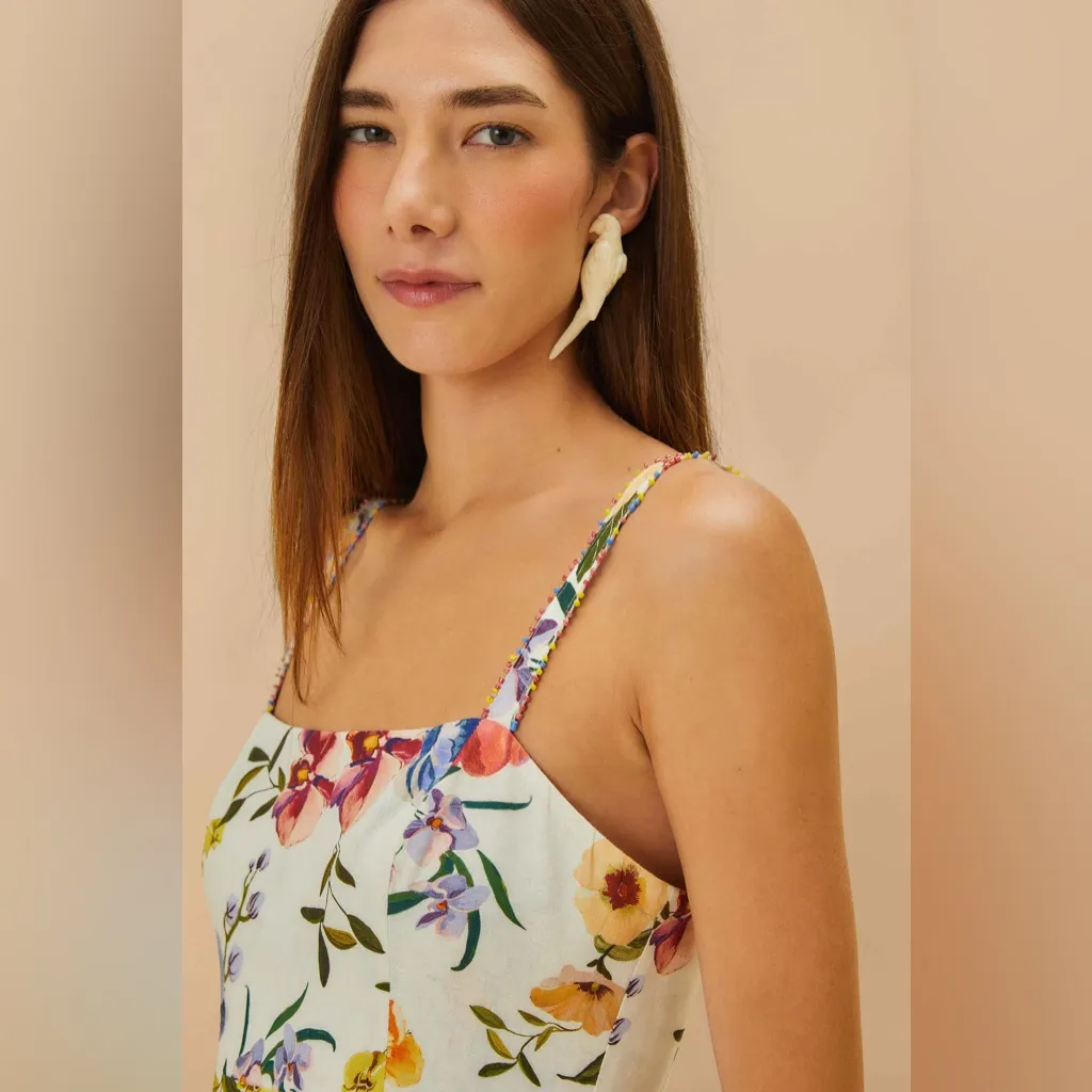 Farm Rio Off-White Greek Garden Lenzing™ Ecovero Euroflax Maxi Dress, Small,$260 - Image 2