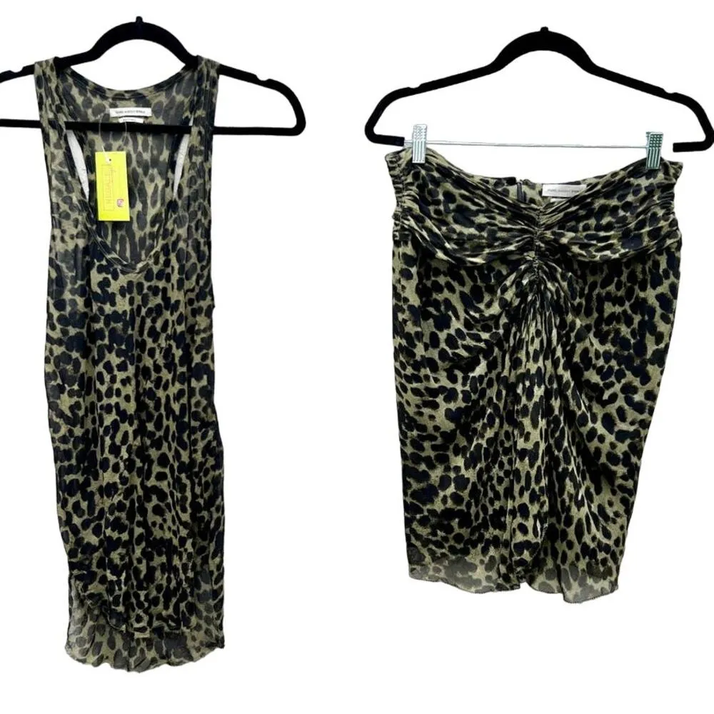 Isabel Marant Etoile Leopard Cameron Tank Skirt Set Black Womens Top US6 Skirt 8 Size M - Image 2