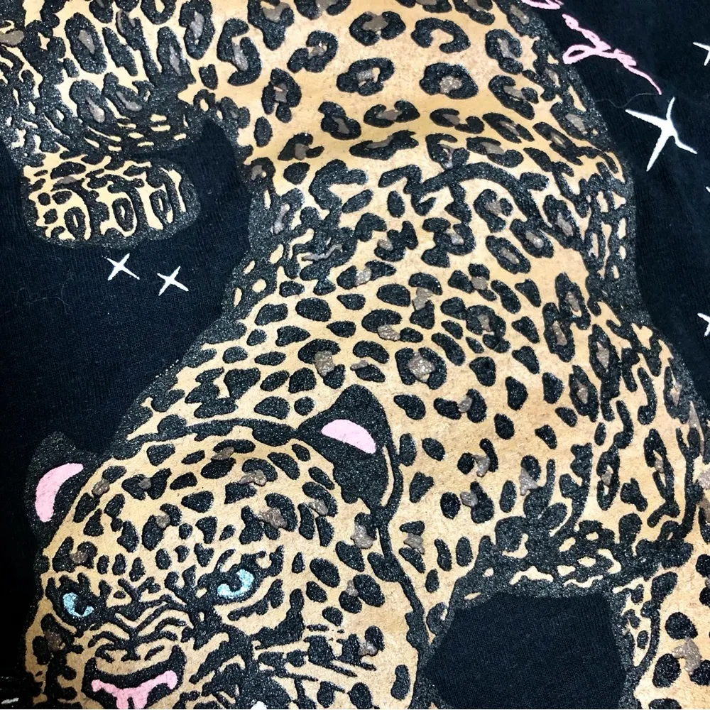 x Google Collab Black Graphic T-Shirt Tee Cheetah Animal Print S - Image 4