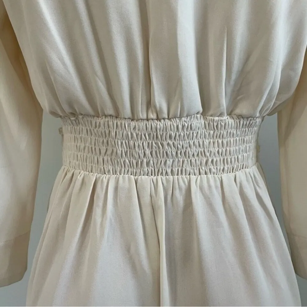 Roolee Ivory Dress Size MEDIUM with 3/4 Sleeves | Shirred Waist |Yoke Detail Top - Image 8