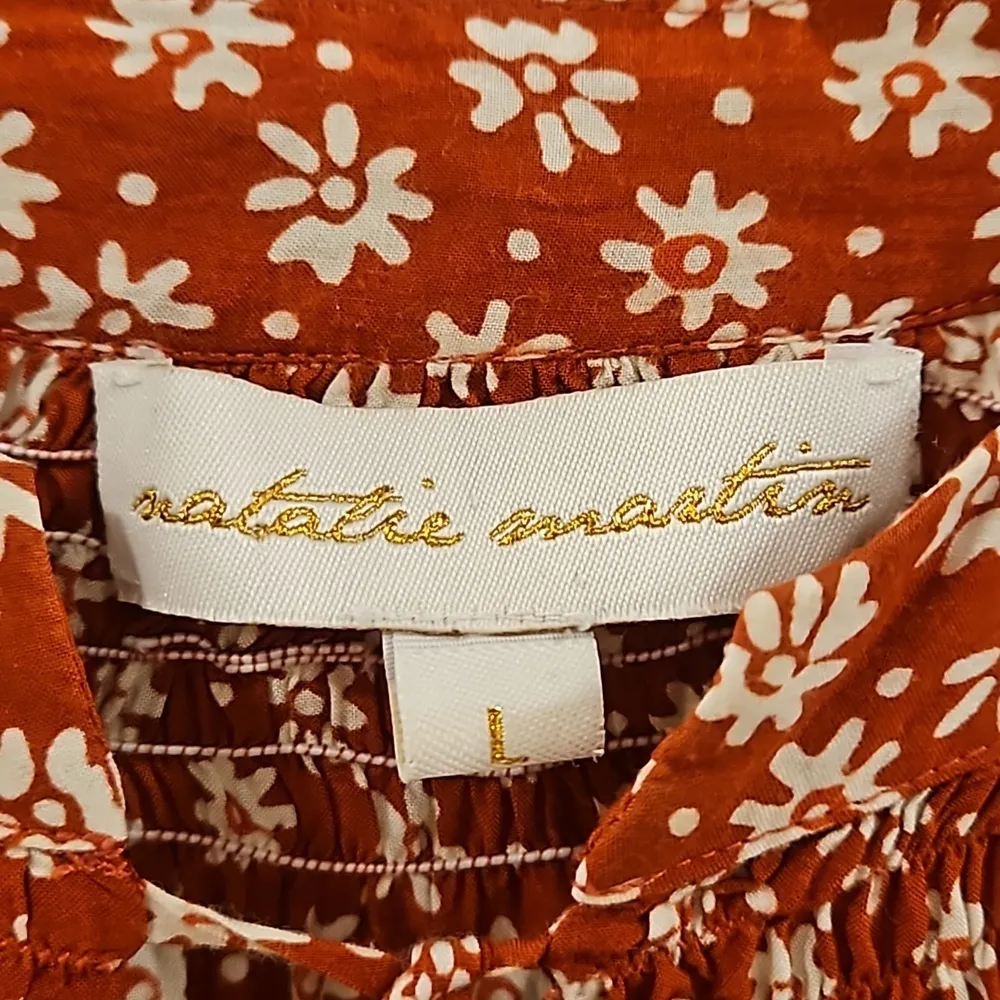 đź’•NATALIE MARTINđź’• Long Sleeve Tassel Top ~ Rust Floral Print Large - Image 11