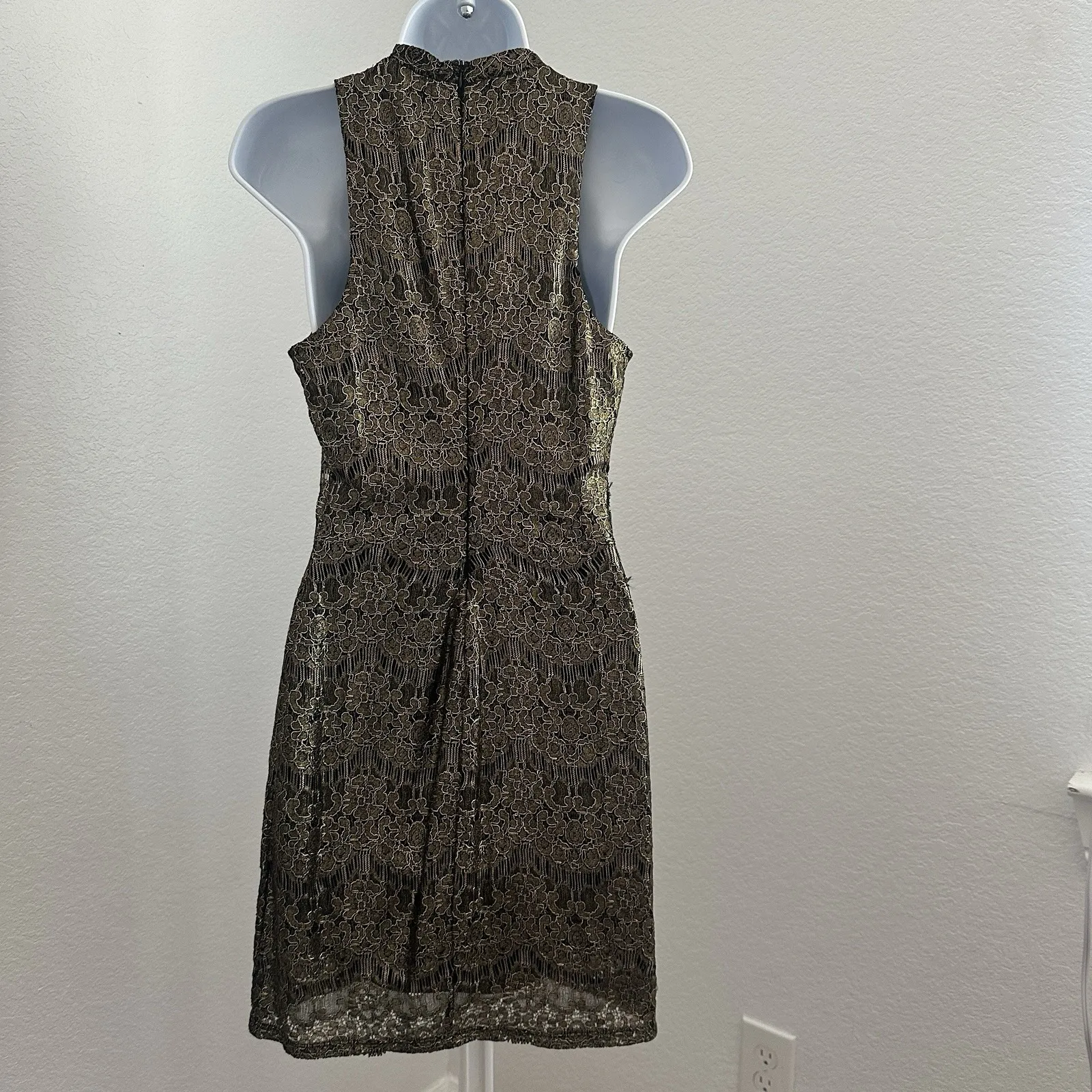 Gold Metallic Lace Dress By Love Fire, Sz: S (ba6) Size undefined - Image 2