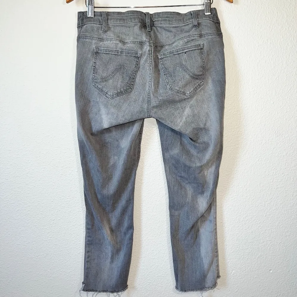 Indigo Blue Gray Denim Raw Hem Low Rise Under Belly Maternity Jeans Size Small - Image 5