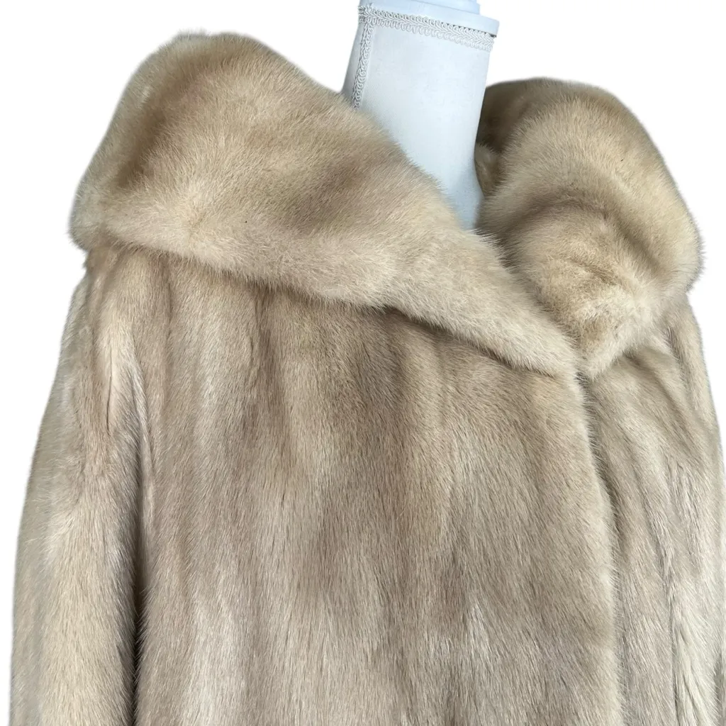 Palomino Mink Fur Open Front Vintage Coat Size L - Image 11
