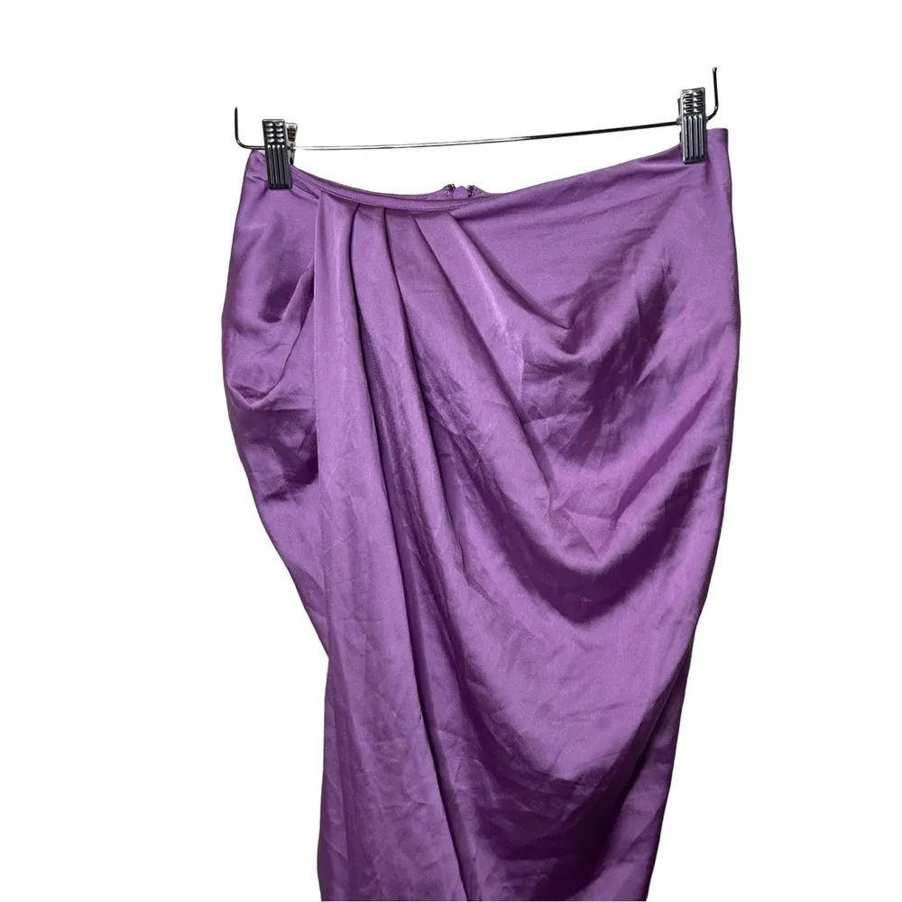 House of CB Skirt Lavender Purple Satin Constance Asymmetrical Split sz M - Image 4