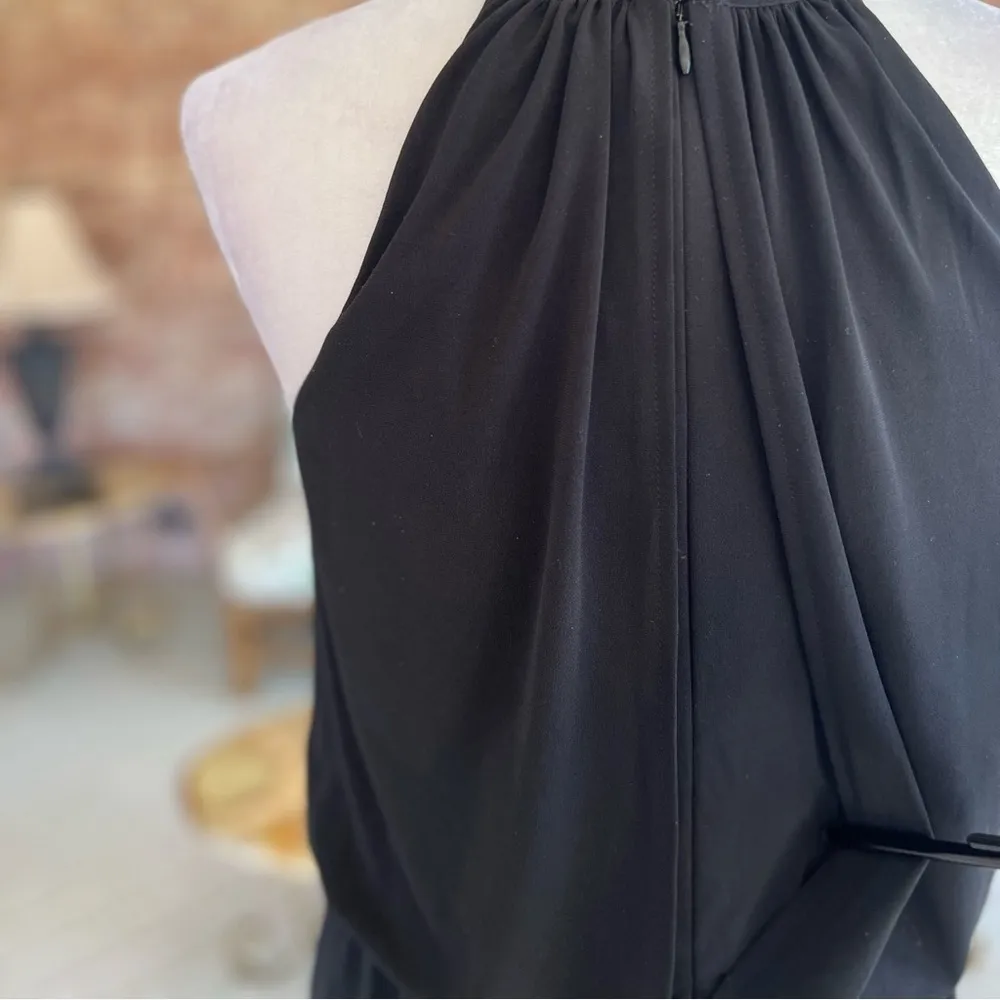 London Times Jumpsuit Cropped Wide Leg Jersey Knit Black Sleeveless 4 Cocktail - Image 9