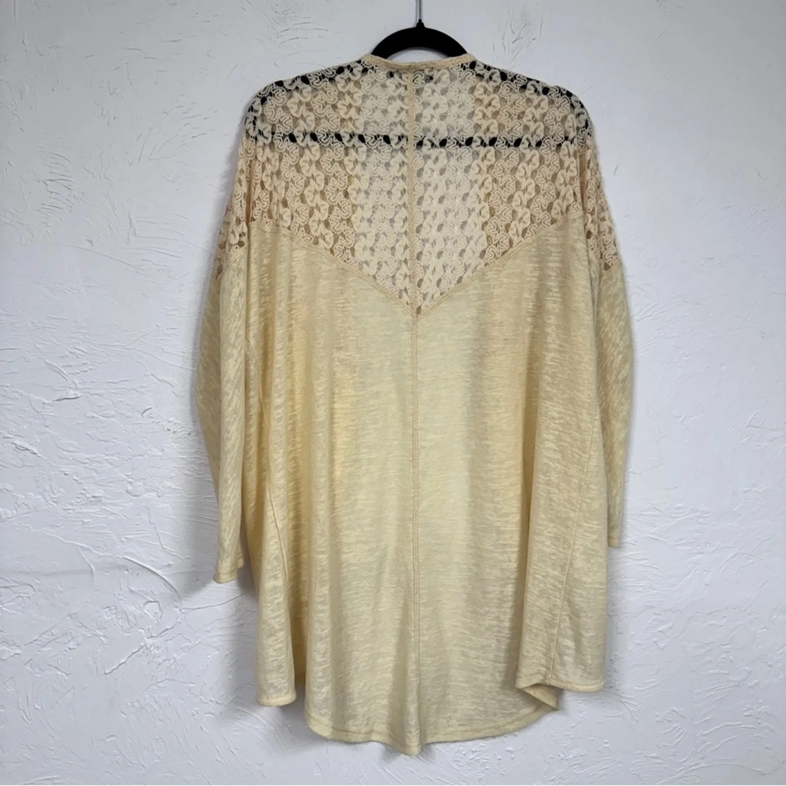 Umgee Cream Crochet Cardigan Sweater Womens M Beachy Boho Open Front Casual - Image 8