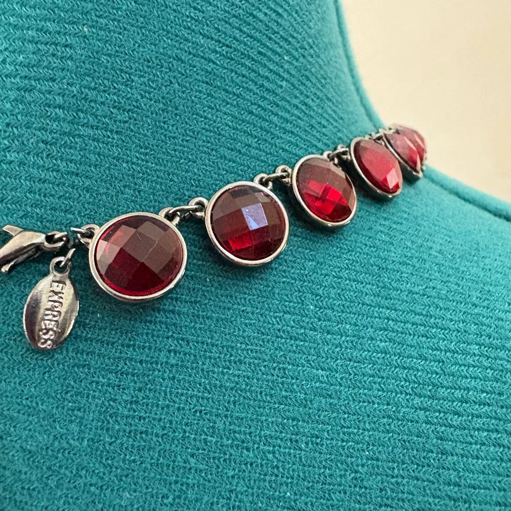 EXPRESS  Deep Red Statement Necklace - Image 4