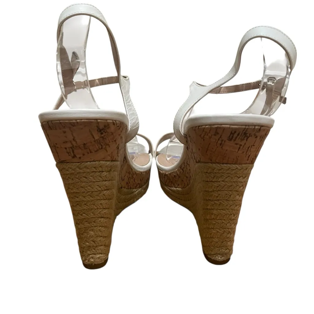 Charles By Charles David Arizona Cork Espadrille Wedge Sandals White Women 11M - Image 7