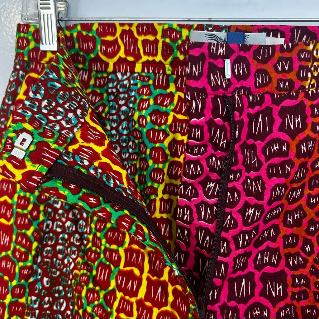 NWT Ohema Ohene Dee Print Clash High Waisted Trousers Colorful Animal Size US 4 Pink - Image 10