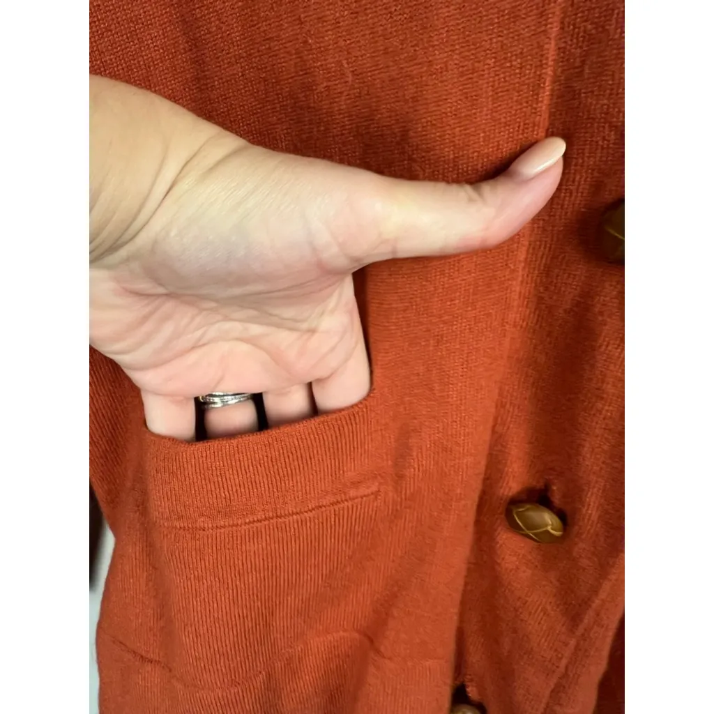Women's kate hill Cardigan Orange Tan Button Front Size M Cashmere blends - Image 5
