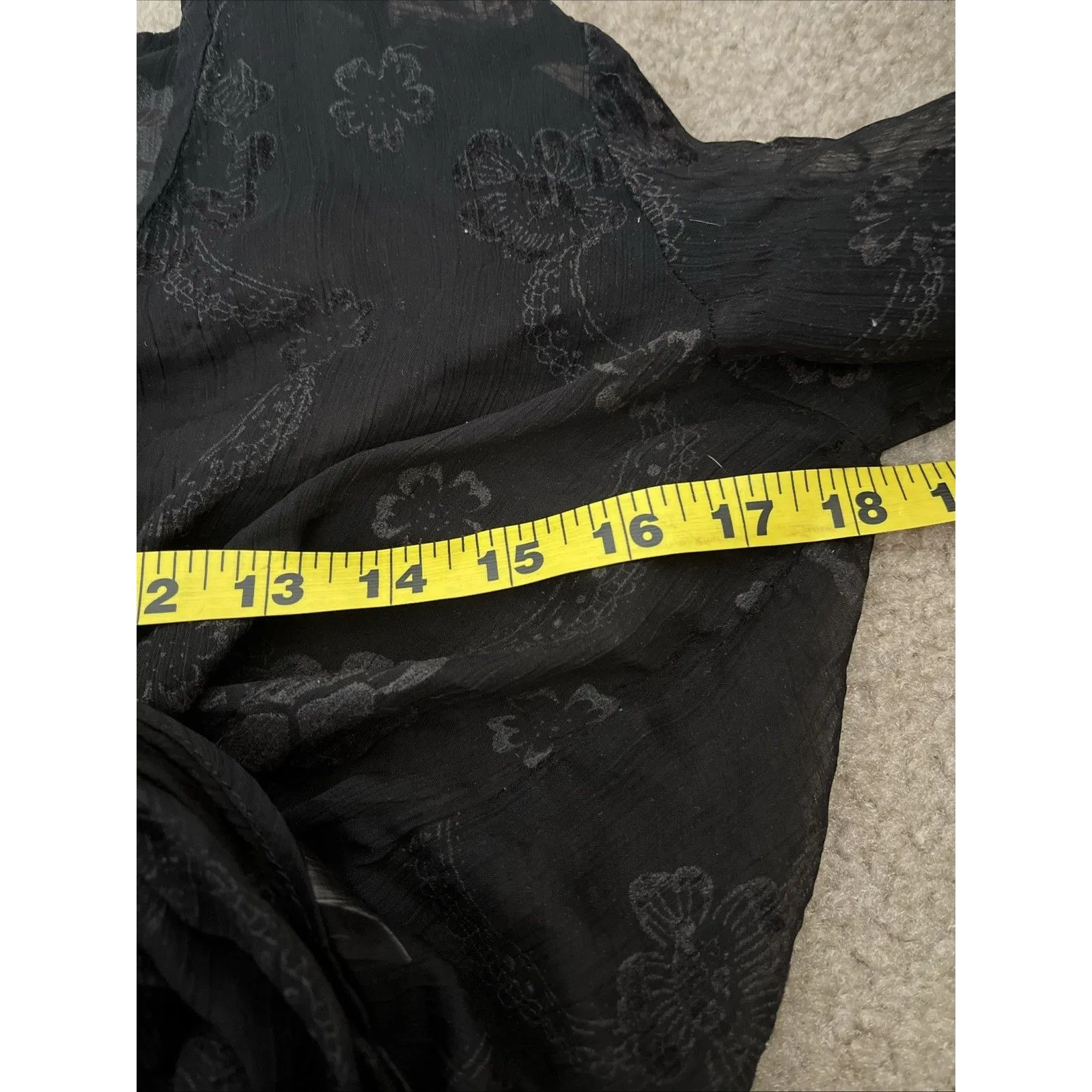 Womens Dark Romantic Sheer Lace Top M Celestial Whimsigoth Floral Fairy Mesh Tie Black Size M - Image 8