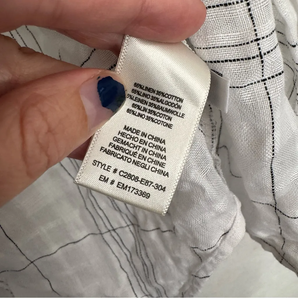 Cloth & Stone Windowpane Plaid Linen Blend Button Up Size Small - Image 11