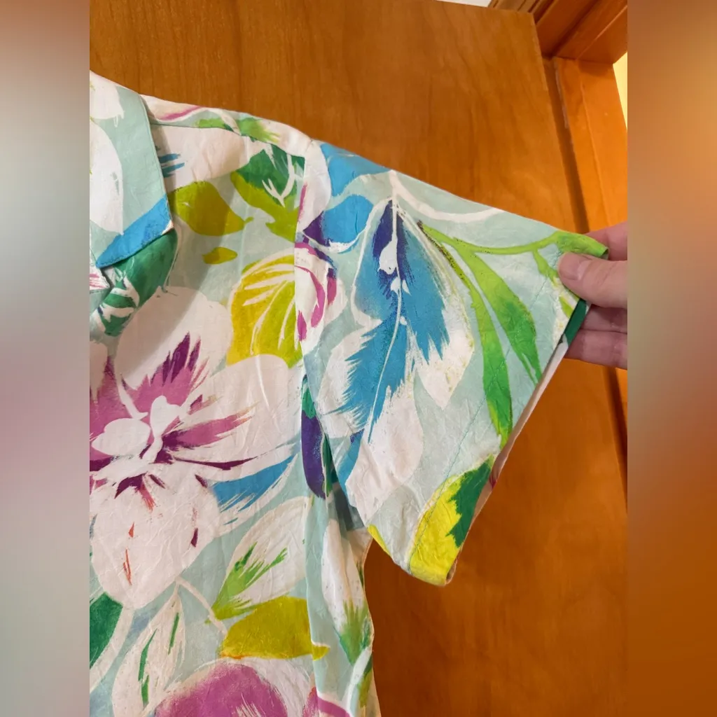 Jams World Crystal Camp Shirt Floral Rayon Hawaiian Colorful Vintage Small - Image 10