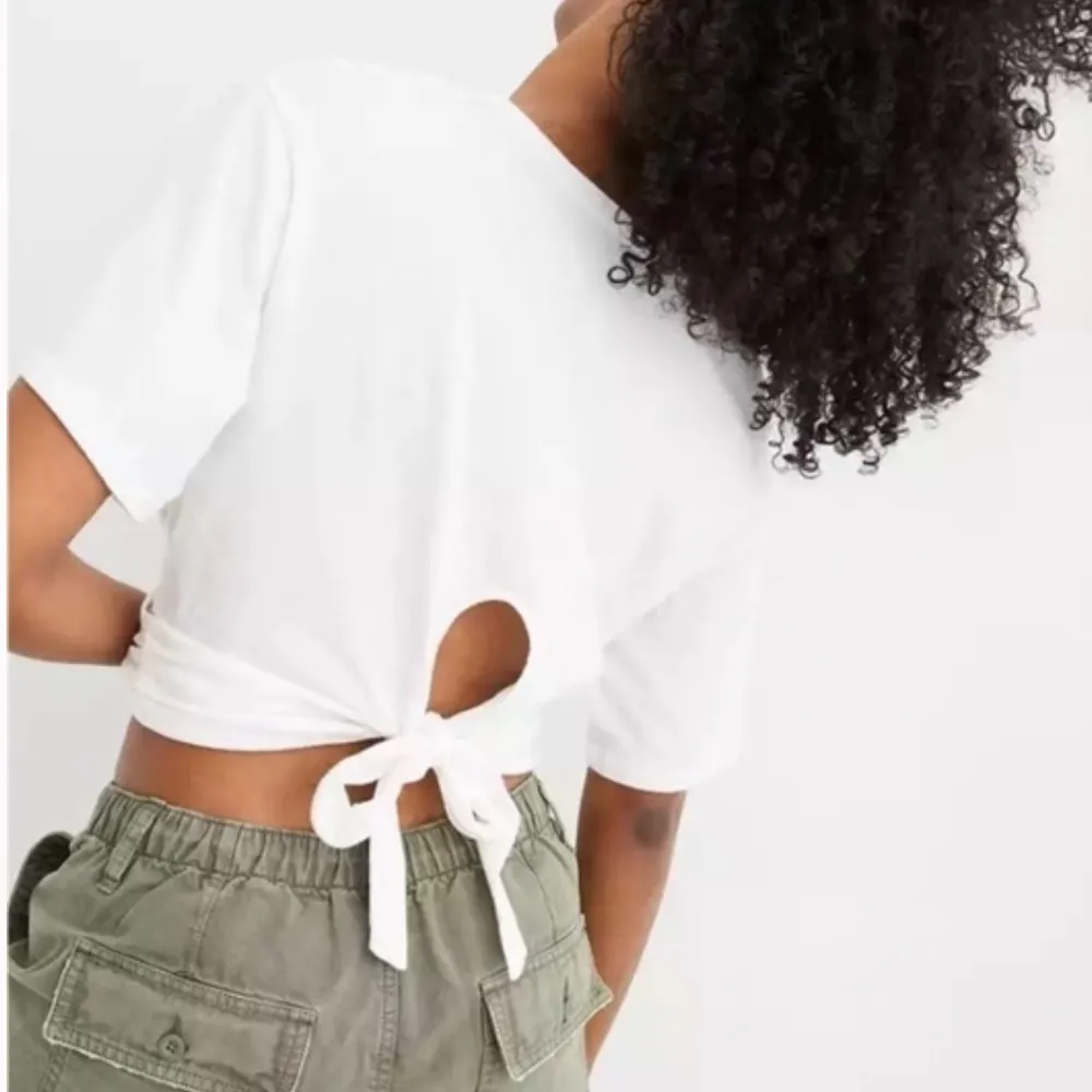 NWT Aerie wrapped Criss cross tie back t shirt top - Image 2