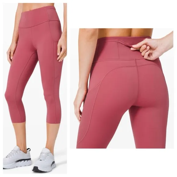 Lululemon Fast and Free Crop II non reflective Cherry Tint size 4 - Image 2