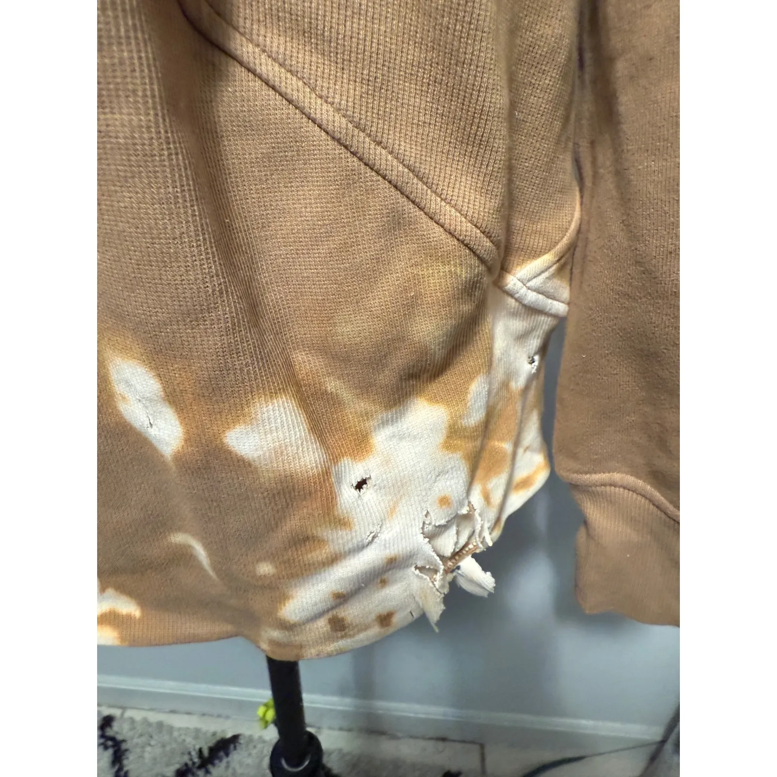 Lululemon Scuba Oversized Funnel Neck Full Zip Jacket XS/S Tan Distressed - Image 4