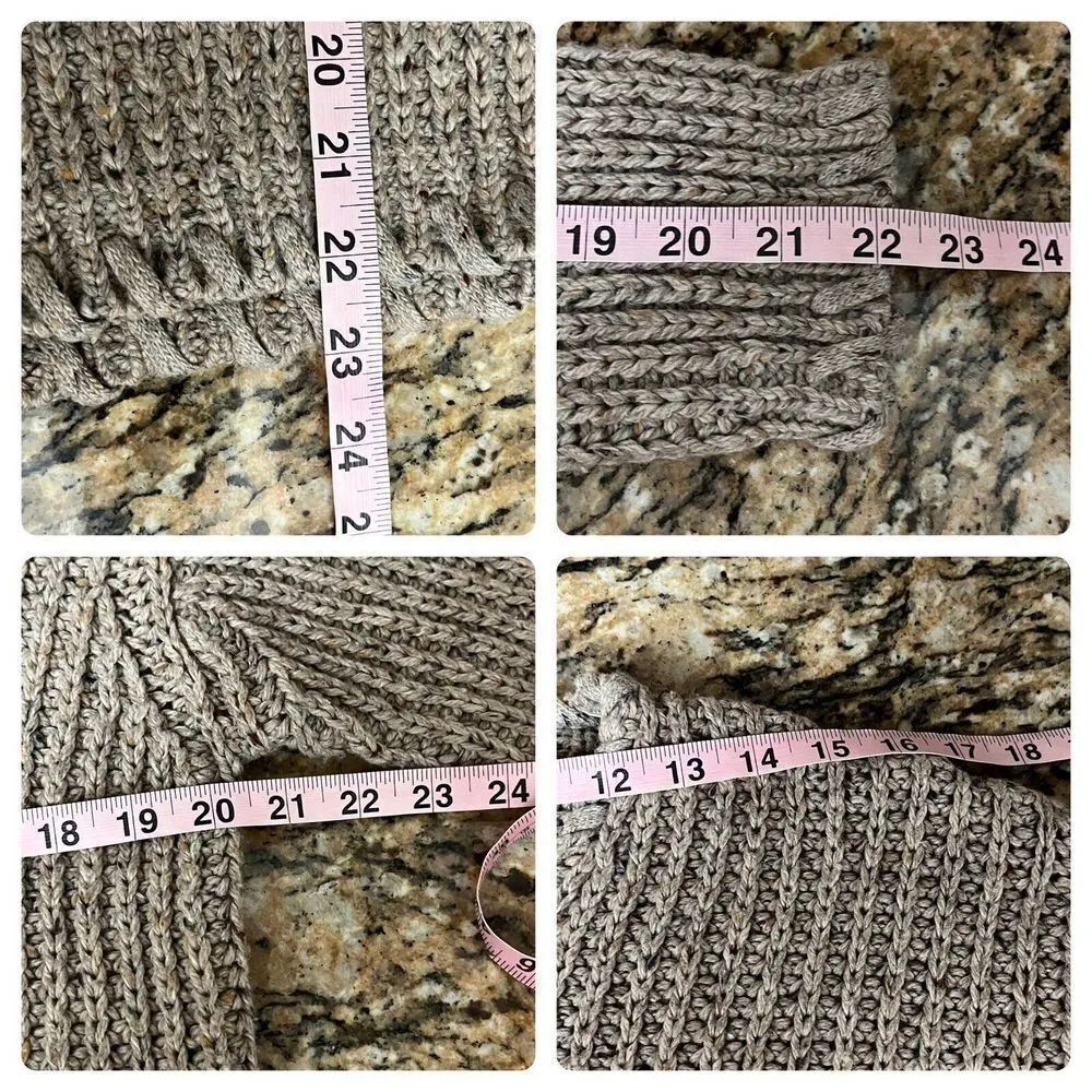 Vintage Y2K Together Tan Braided Knit Sweater Women’s Medium Fisherman Hippie Brown - Image 6