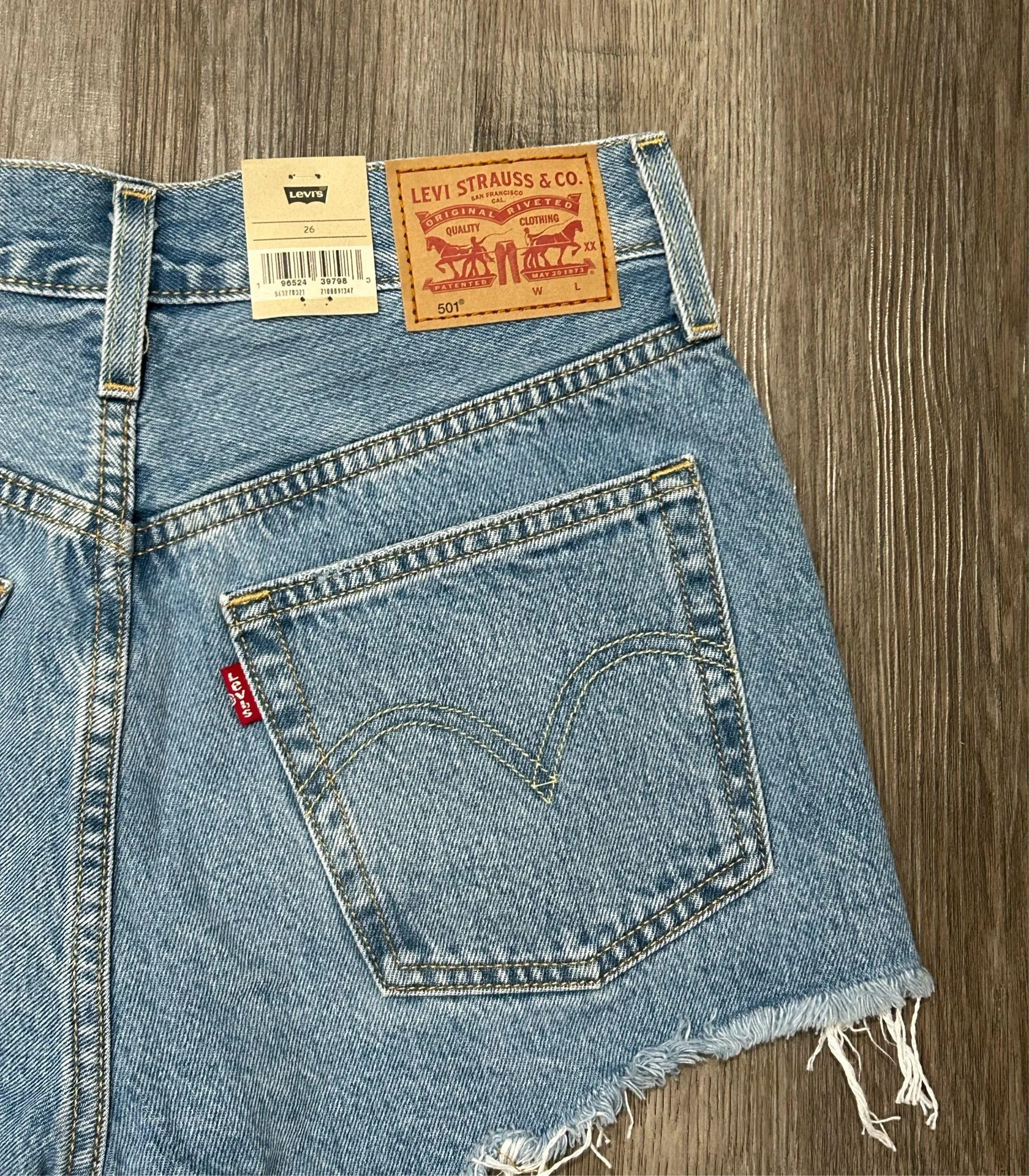 Women’s Levi’s 501 High-Rise Light Wash Original Cut Off Denim Shorts - Image 4