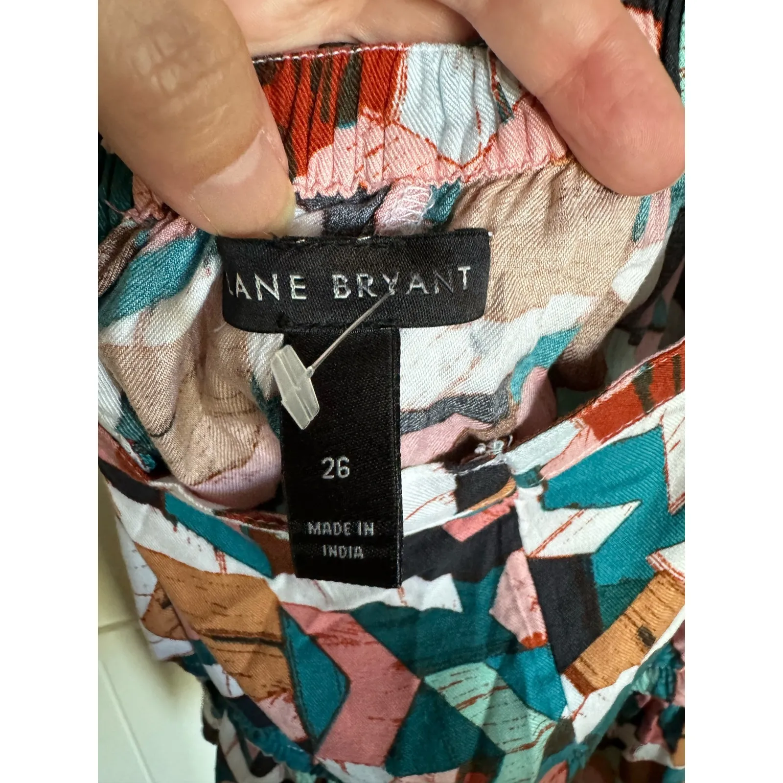 Lane Bryant Womens Tank Sz 26‎ Teal Brown Pink Mustard Adjustable Buttons - Image 7