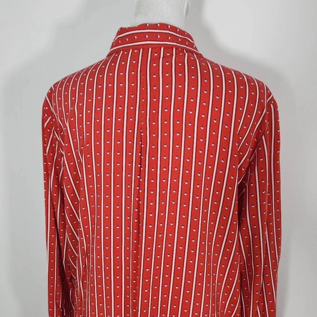 Grand & Greene Red Print Buttondown Blouse Size Large Red Print Blouse - Image 4
