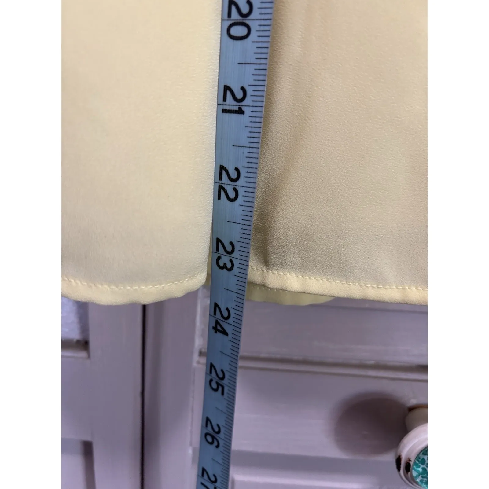 Alfani Yellow Chiffon Round/Split Neck Blouse Size‎ S Short Flutter Sleeve Lined - Image 4