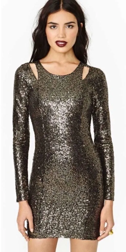 Nasty Gal Golden Hour Sequin Mini Dress - Image 1