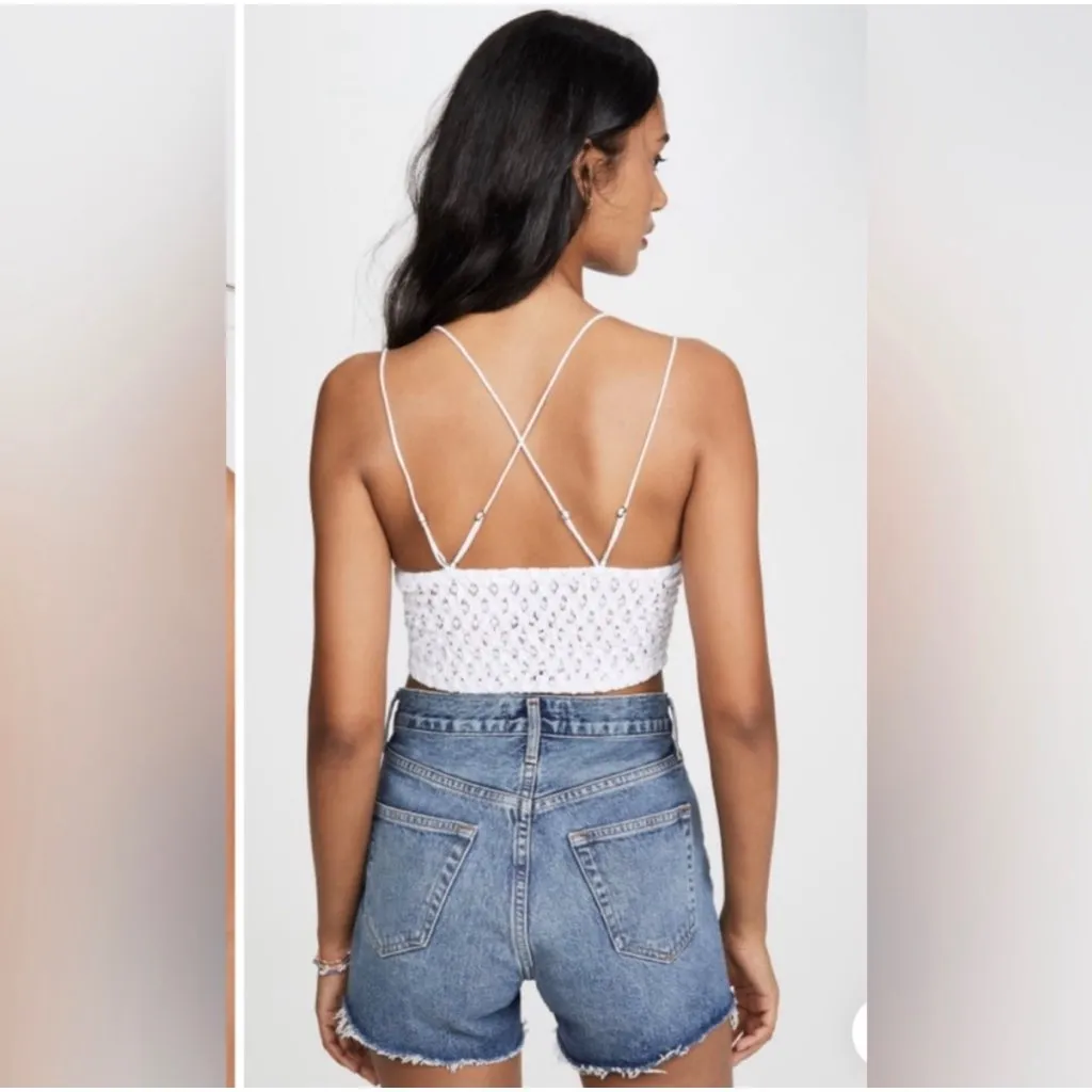 Free‎ People Adella Women's Lace Bralette in White Size Large - Image 2