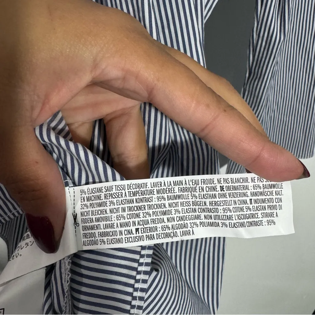 English Factory Pleated Stripe Top with Back Ribbon Blue/White NWT Size XS - Image 8