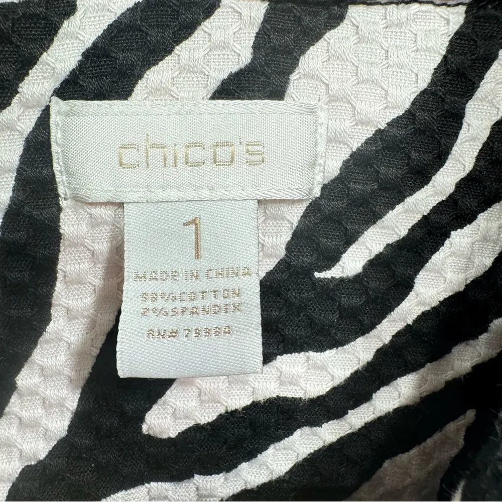 Chico’s Black & White Zebra Striped Waffle Textured Button Front Jacket Size 1 - Image 14