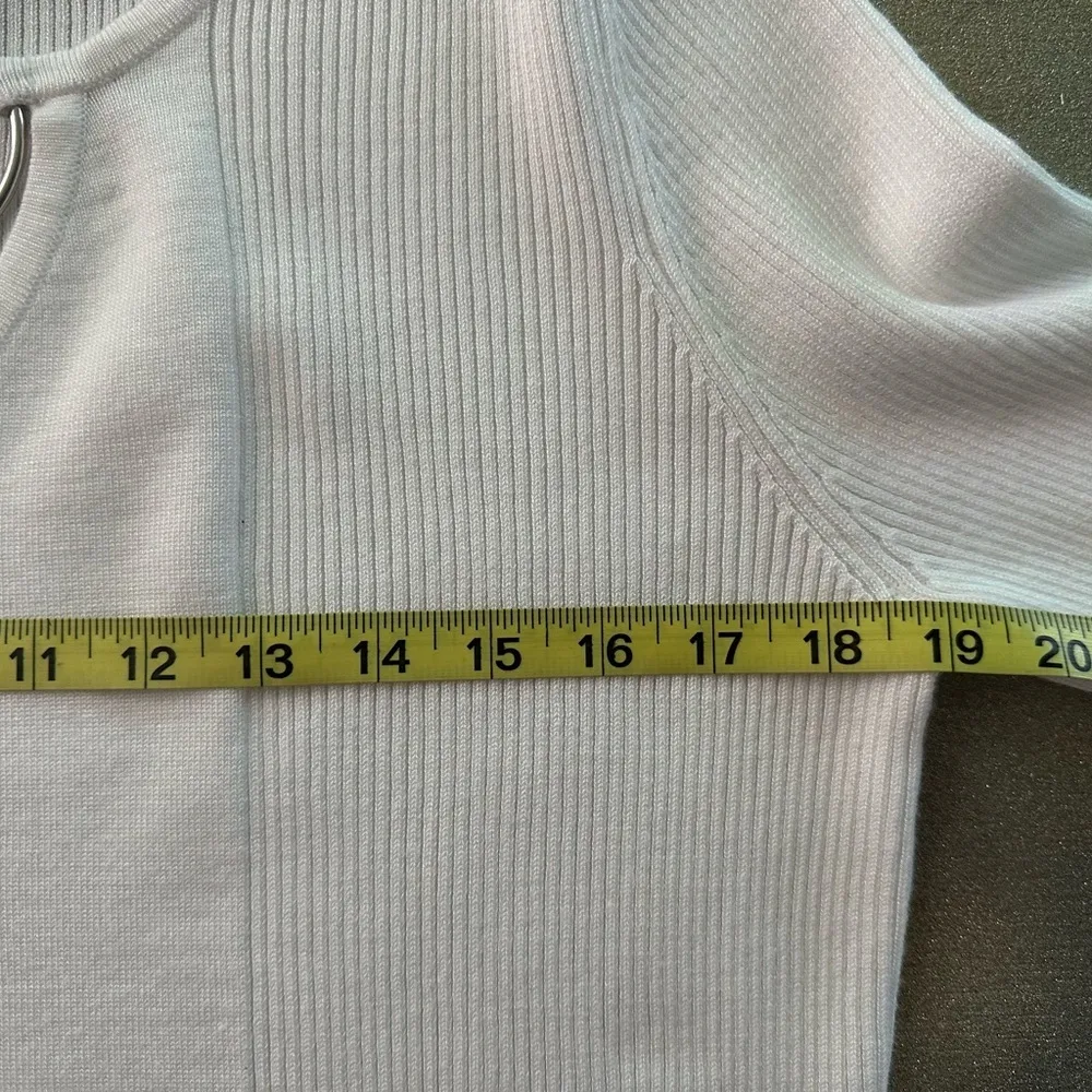 Ashley Stewart White Ribbed Ring Front Women's Sweater (684) - Image 9