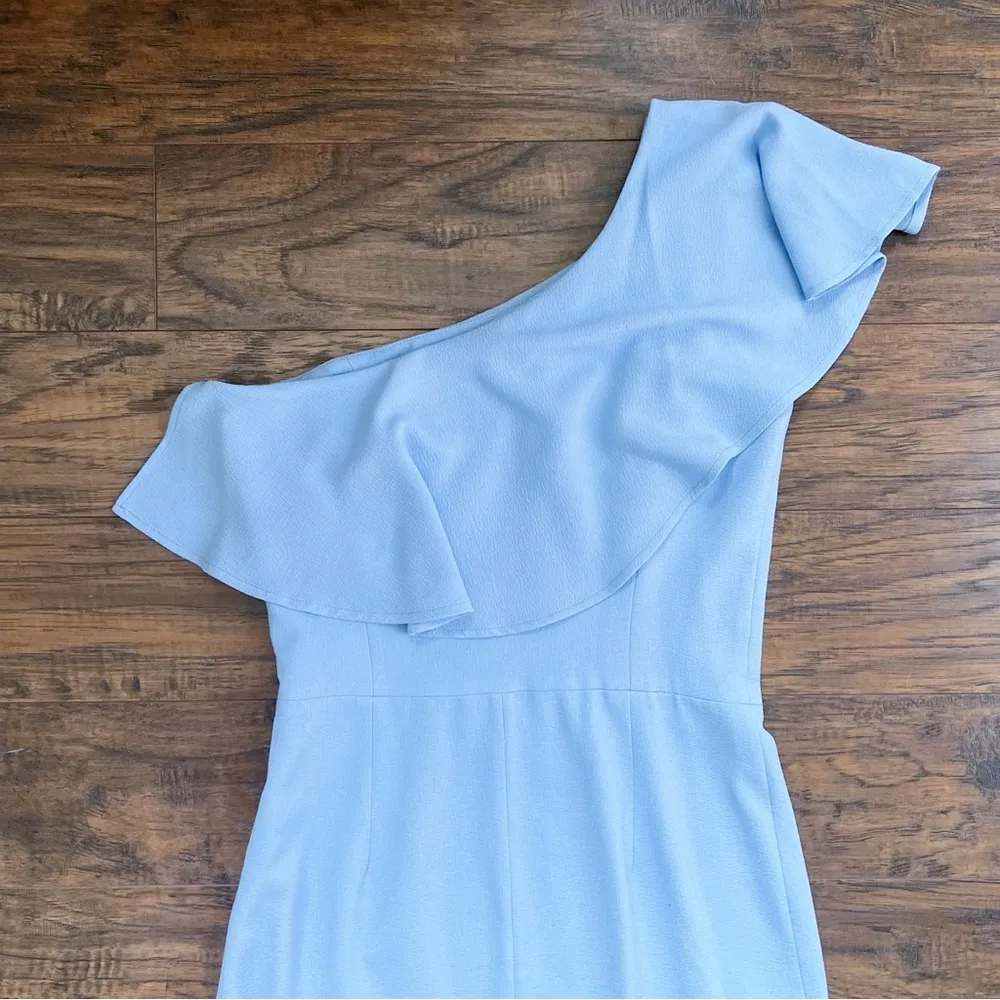 Dress The Population • Raquel Dress one shoulder Ice Blue ruffle flounce trumpet - Image 9