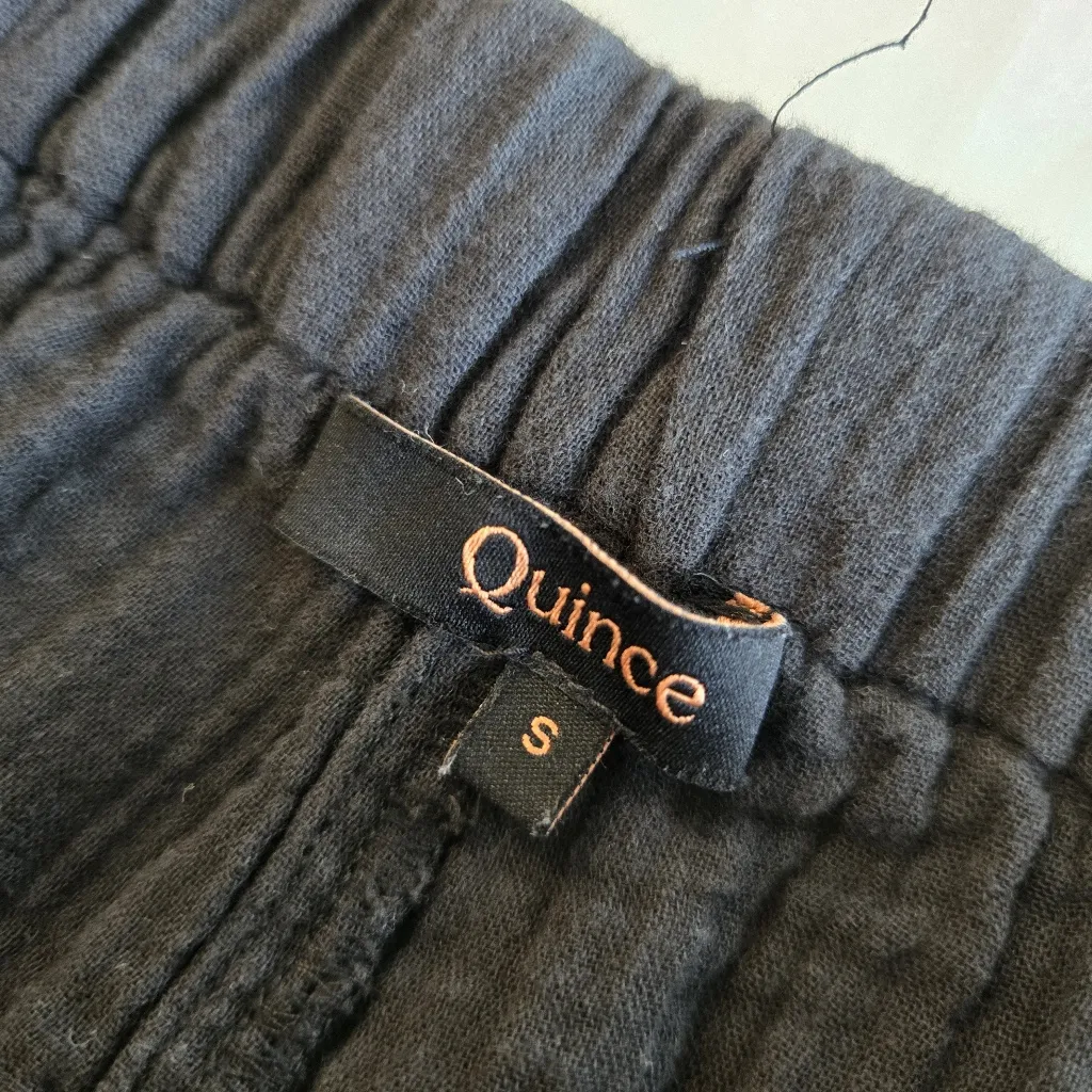 Quince Women Cotton Gauze Straight Leg Pants Black small - Image 3