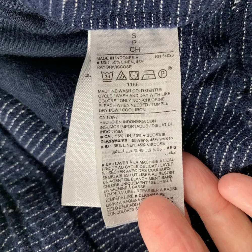 Old Navy Dark Pinstripe Linen Blend Pull On Shorts S - Image 4