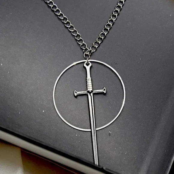 Silver Sword Chain Necklace - Image 2