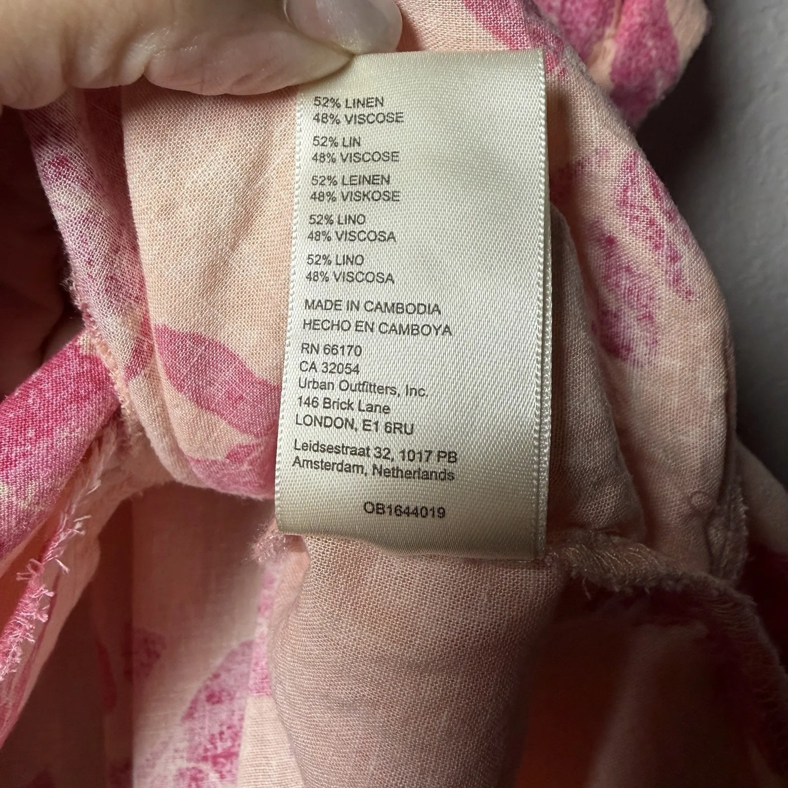 We The Free Moon City Floral Linen Top Peach Pink Ruffle Hem Boho S Oversized - Image 11