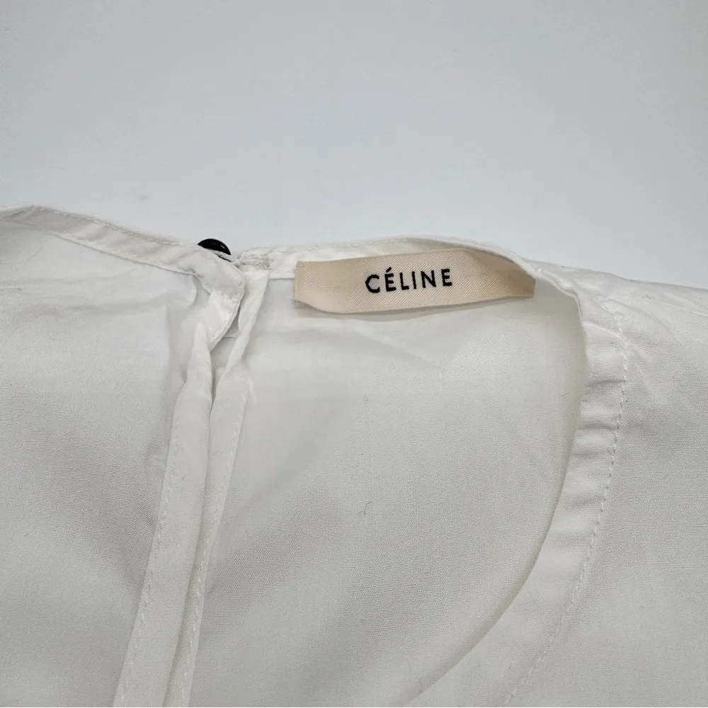 Celine Authentic Elegant Phoebe Philo Poplin White Blouse - Image 12