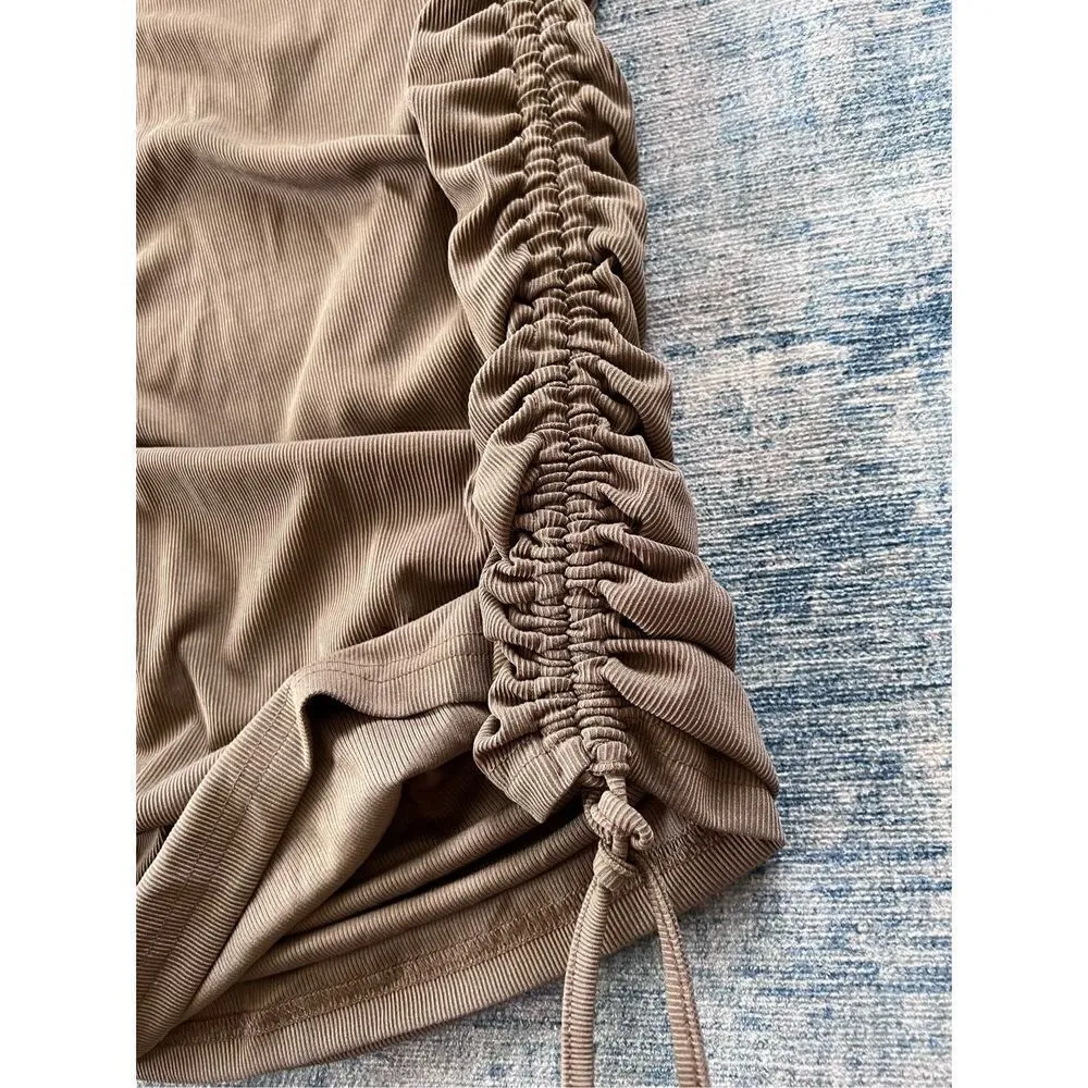 NWT! Cider Brown Ribbed Knit Ruched Side Long Sleeve Dress 1XL - Image 4