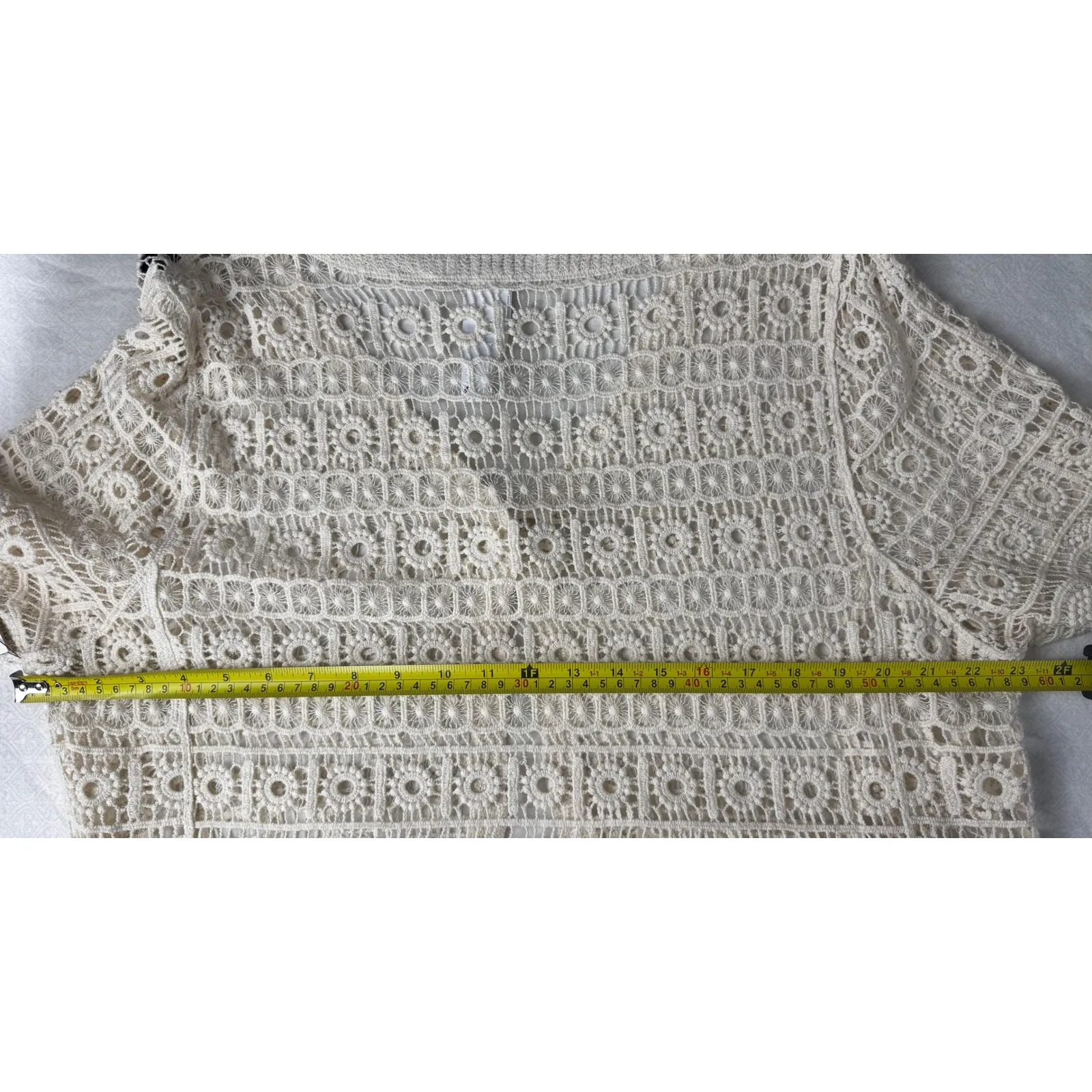 Liverpool Crochet Lace‎ Knit Cropped Cardigan Kimono Beach Cover Up Size XL - Image 6