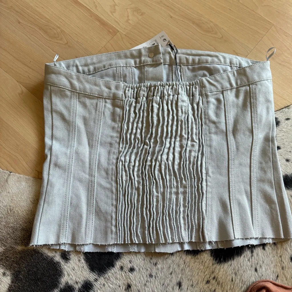 ZARA‎ Gray Denim Strapless Button Top Size Medium - Image 2