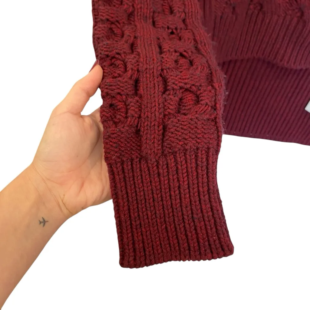 MM6 Maison Margiela Cable Knit Wool Turtle Neck Sweater In Burgundy Size XS - Image 5