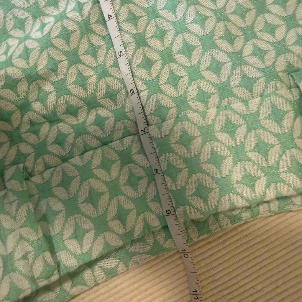 NY & Co 7th Avenue Mint Jacquard Shorts Size 10 Geometric Preppy Spring Summer Green - Image 8