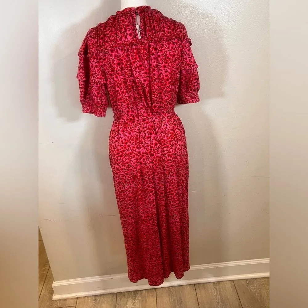 NWT Boden Pink Ruffle Yoke Detail Jersey Mini Floral Dress Size 4 - Image 14