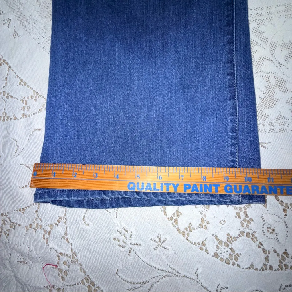 Draper James women’s High Rise Wide Leg Dark Patch Pocket Blue Jeans size 12 - Image 8