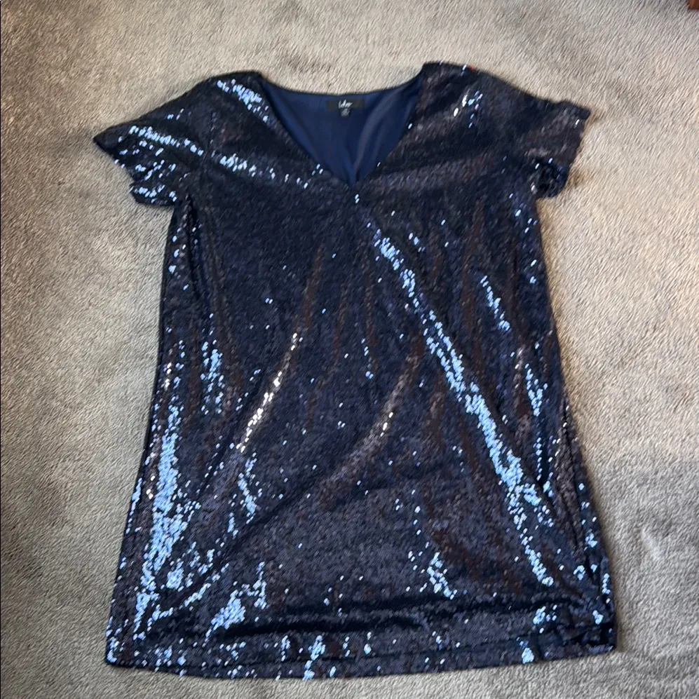 Lulus Light Up the Night Navy Blue Sequin Shift Mini Dress SIZE 1X - Image 2