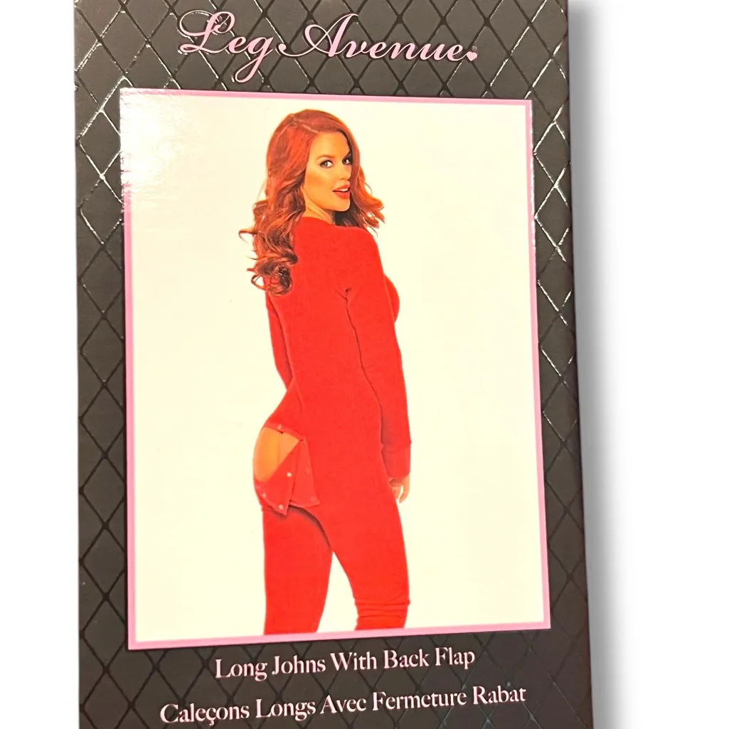 Leg Avenue Women’s Sexy Red Cozy Brushed Ribbed Long Johns Sz S/M Flap Opening - Image 4